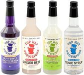 Top Hat Keto Sugar Free Mixology Combo Kit - Ginger Syrup, Tonic Syrup, Margarita Mix & Butterfly Tea Tincture - Naturally Sweetened with Monk Fruit - Craft Mixers for Skinny Cocktail Drinks - 4 pack 32oz Bottles