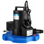 Pool Cover Pump DEKOPRO 1/4 HP Submersible Automatic Pool Cover Pump with Automatic On-Off Switch, 3000GPH Water Removal Pump Cover for Swimming Pool, Pond, Hot Tub