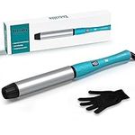 Terviiix Clamp-free Curling Wand 1-1/4 Inch, Ceramic Curling Wand Iron Produces Loose Curls for Medium and Long Hair, LCD Digital Display with 12 Heat Setting (250°F to 450°F), Dual Voltage, 1.25''