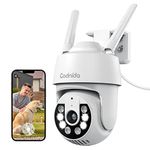 Codnida 2K Security Camera Outdoor, 360° PTZ WiFi Camera, CCTV Camera with 24/7 Recording, Motion Tracking, PIR Human Detection, Sound and Light Alarm, Support 16-128G SD Card, Works with Alexa