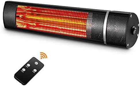 TMWINGS Electric Wall Mounted Heater, Infrared Outdoor & Indoor Heater with Remote Control,IP55 Waterproof Design for Patio, Living room, Garage, Restaurant. Black
