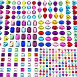 AIEX 8 Sheets 365 PCS Self-Adhesive Rhinestone Stickers Crystal Gem Stickers Assorted Colors and Shapes