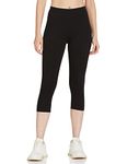 Max Women Solid Elasticated Three-Quarter Regular Fit Leggings,Black,Large