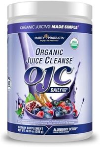 Purity Products OJC Blueberry Detox - Certified Organic Juice Cleanse Bloat + Gas Relief- Ft. OptiBiome Probiotics, Organic Super Fruits + 4 Grams Organic Psyllium Fiber - Vegan - 30 Day Supply