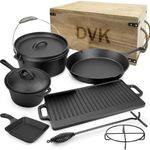 8 Piece Cast Iron Pots and Pans Set Cast Iron Skillets Bakeware And Square Grill Pan Camping Kitchen Cookware