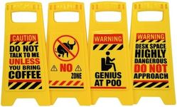 4 Pack Funny Desk Waring Signs, Humor Joke Gag Gifts for Men & Women, "Do Not Disturb" Caution Signs, White Elephant Gifts for Coworkers, College Dorm Novetly Signs, Office Accessories