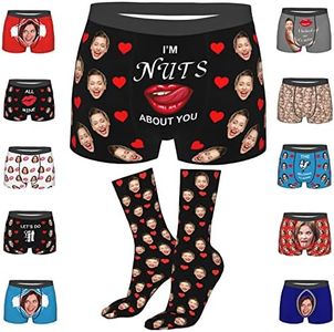 Custom Boxers Underwear Personalized Socks for Men with Face Photo Customized Boyfriend Husband Birthday Father Day Christmas Gift