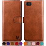 SUANPOT for iPhone 7/8/SE 2020/SE 2022 4.7 Inch case with [Credit Card Holder][RFID Blocking],PU Leather Flip Book Protective Cover Women Men for apple SE Phone case Light Brown