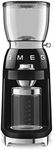 Smeg CGF01BLUK Coffee Grinder, Aluminium Construction, 50's Retro Style, 8 Programme Settings and 3 Grinding Grades, Black