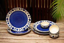 Yourowndcor Floral Ceramic Plates for Dinner with Katoris (8 Pieces, 4 Bowl & 4 Plates, Dishwasher & Microwave Safe) -Dinner Sets Ceramic Bowls Set Dinnerware Sets