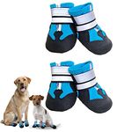 Dricar Dog Shoes, Set of 4 Dog Boots for Injured Paws, Waterproof Anti Slip Dog Shoes for Walking, Paw Protectors with Reflective Straps for Small Medium Large Dog (S, Blue)