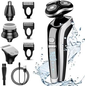 4 in 1 Afeitadora electrica hombre, Unipampa maquina de afeitar Wet Dry, Maquina de Afeitar con Pantalla LED, afeitadoras para Afeitar Barba, Recortar Cabello,Vello Corporal, Limpiar Cara