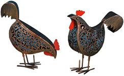 Smart Solar Metal Scroll Hens Ornamental Solar Garden Lights -2Pack