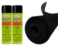 Polymat 2 cans 777 Spray Glue + 45 FT x 3.75FT Wide Black Speaker Sub Box 45ft Backed Carpet Truck Car Trunk Liner, Dash Cover, Interior Headliner Carpet