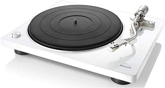 Denon DP-400 Vinyl Record Player, Turntable for 33/45/78 RPM, Built-in Phono Equalizer, Removable Dust Cover, MM Cartridge, MC Compatible - White