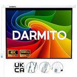 Darmito 120 4:3 Electric Motorised Projector Screen, Full HD 3D 4K 8K Matt White +1.2 Gain, with Remote Control, 16:9 Ratio Supported, For Meeting School Home Cinema Theater Movie TV DVD Indoor