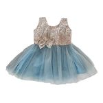 Kicks N Giggles Boutique Dress for Baby Girl/Birthday Frock/Net Dress (1-2 Years, Sky Blue)