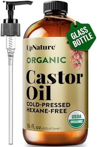 UpNature Organic Castor Oil in Glass Bottle (16 oz) 100% Pure Cold Pressed Unrefined Castor Oil for Hair Growth Support – Eyebrow Eyelash Growth Serum (Hexane Free)