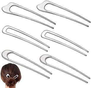 6 Pieces Metal U Shaped Hair Pins French Hairpin Vintage Forks Sticks Bobby Pin Kit for Updo Bun Women Girls Hairstyle Hair Accessories (Silver)
