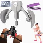 ARJEOU Thigh Master Inner Thigh Exerciser 0-110 lbs Adjustable Resistance, Thigh Trainer Pro Kegel Trainer with Leg Straps, Women Men Pelvic Floor Exerciser Hip Trainer Thigh Toner (Gray)