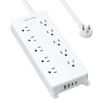 TROND Power Bar with Surge Protector, 4000J, ETL Listed, 10 Outlets Extender 4 USB Chargers (2 USB C), 5ft Flat Plug Extension Cord, Desk Power Strip, Wall Mountable, Home Office Dorm Room Essentials