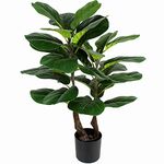 NICENATURE 28" Artificial Fiddle Leaf Fig Tree/Fake Ficus Lyrata Faux Plant in Pot for Office Decoration Home Décor