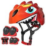 VICTGOAL Kids Bike Helmet with Cute 3D Cartoon Design for Cycling Roller Skating Scooting Lightweight Sports Safety Helmet for Ages 3-8 Boys Girls with Size Adjustable (Red Set, S: 50-54cm)