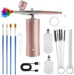 Airbrush Kit with Compressor, 1000mAh Rechargeable Auto Handheld Airbrush Gun, Portable Cordless Air Brush Painting, Handheld Mini Nail Airbrush Set, Nail Airbrush Spray for Nail Art Painting (Pink)