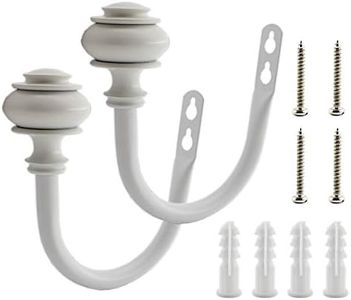 2 Pack Curtain Holdback Hooks, ULIFESTAR U-Shaped Hook Wall Mounted Curtain Tieback Hook,Decorative Window Curtain Holdbacks for Drapes Metal Curtain Holder Curtain Accessories Round White