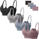 Angelhood 4 Pack Nursing Bras for Breastfeeding Women Maternity Bras Seamless Sleep Bra Wireless Bralette with Bra Extenders