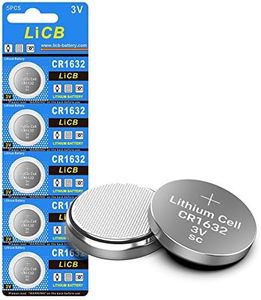 LiCB 5 Pack CR1632 Battery, Long-Lasting & High Capacity CR 1632 Lithium Batteries for Car Remote & Key Fob,3V Coin & Button Cell