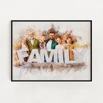 Watercolour Family Portrait, Father's Day Gift, Personalised Painting From Photo, Custom Family Print, Mother's Day Gift, Photo Art