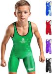 Exxact Sports Patriot Youth Wrestling Singlet For Boys, Premium Powerlifting Singlet, Kids Wrestling Singlets For Training (YL, Green)