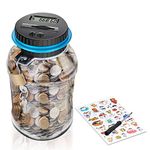 MOMMED Digital Money Box, Automatic counting money box for kids, Digital money counting jar with LCD display, Savings jar supports UK coins, Piggy Bank 1.8L Large Capacity