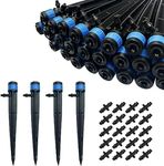 BEADNOVA Drip Irrigation Spray Emitters 50pcs Drip Emitters for 1/4 Inch with Straight Coupling Full Circle Micro Sprinkler Adjustable Irrigation Drippers for Drip Irrigation Parts Garden Patio Lawn