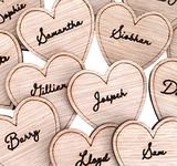 Wedding table place names | Wooden heart place setting (7cm Oak MDF, Generic Sample)