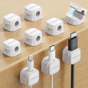 6 Pack Magnetic Cable Clips [Cable Smooth Adjustable] Cord Holder, Under Desk Cable Management, JOYROOM Adhesive Wire Holder Keeper Organizer for Home Office Desk Phone Car Wall Desktop Nightstand
