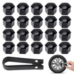 20pcs 17mm Wheel Nut Covers Universal Car Wheel Bolt Cap Auto Hub Screw Protection Anti-Theft Tire Decor Accessories Car with Wheel Hub Screw Removal for A1 A2 A3 A4 A5 A6 A7 A8 Q2 Q3 Q5(Black)