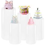 HAISIWLKJ 5PCS Cylinder Pedestal Stands for Parties, Metal Round Cylinder Plinths Dessert Table Display Pillars for Birthday Wedding Bridal Baby Shower Party Decorations(White)