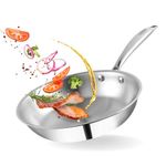 Vinod Platinum Triply Stainless Steel Frypan 20 cm | 2.5 mm Thick | Steel Pan | Scratch Resistant | 5 Year Warranty | Induction & Gas Friendly, Heavy Bottom