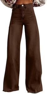Flare Jeans for Women Vintage Wide Leg Boyfriend Baggy Stretchy High Waisted Trendy Denim Pants with Pockets Browns X-Large