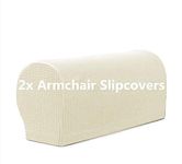 Arm Rest Covers Set, Pack of 2 Stretch Armchair Arm Covers Soft Polyester Arm Caps Non Slip Furniture Protector For Chair, Sofa, Couch (Ivory White)