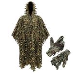 PELLOR Ghillie Suit Poncho for Men,3D Leafy Camo Poncho for Hunting Bird Watch Military CS Woodland Hunting, Camouflage, 18-19