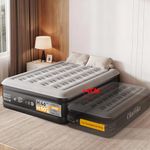 OlarHike Double Airbed with Built in Pump, 50cm High Raised Inflatable Mattress, Blow Up Mattress for Guests, Folding Bed with Flocked Top, Waterproof Surface, 135 x 190 x 50cm, 1 Air Bed Only