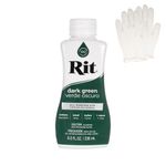 Rit Dye – Liquid Fabric Dye for Crafting, Clothing, and Décor – 8 oz. Bottle – Dark Green (Gloves Included)