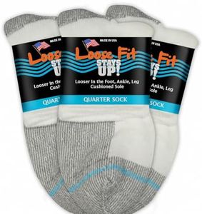 Loose Fit Stays Up Men's and Women's Casual Lower Cut Socks (Pack of 3) Made in USA, Cushioned Sole (US, Alpha, Large, Regular, Regular, White)