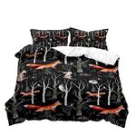 LUVIVIHOME 2PCS Cute Fox Duvet Cover, Twin Bedding Sets, Black Duvet Cover, Baby Girls Boys Toddler Kids Bedding, Cartoon Rabbit Owl Bear Woodland Animal Comforter Bedspread Quilt Cover, 1 Pillow Sham