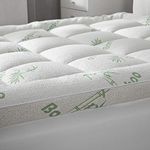 Cooling Mattress Topper King Size with 8-21" Deep Pocket, Breathable Viscose Made from Bamboo Mattress Pad for Back Pain Relief Pillow Top with 1200 GSM Down Alternative Fill