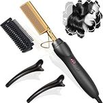 Hot Hair Comb Electric Hot Comb Hair Straightener Hair Straightening Comb Multifunctional Copper Hair Curler Portable Hair Straightener for Wet and Dry Hairener & Curly Hair Comb