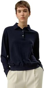 LilySilk 100% Baby Cashmere Sweater Polo Shirt for Women Long-Sleeve Casual Business Pullover Fall Navy Blue Medium